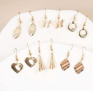 6 Pairs Variety Gold Dangling Earrings Set